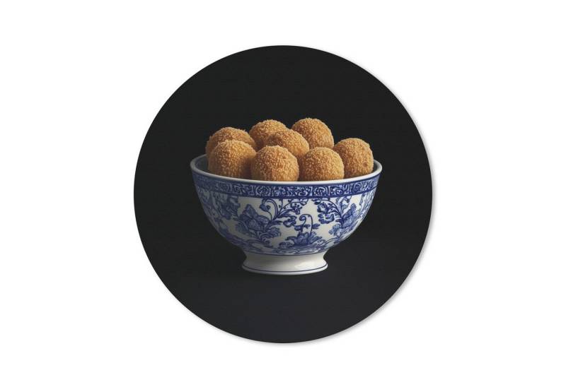 MuchoWow Mauspad Delfter Blau - Bitterballen - Holland - Schale (1-St), Büro für Tastatur und Maus, Mousepad Gaming, Rund 20x20 cm von MuchoWow