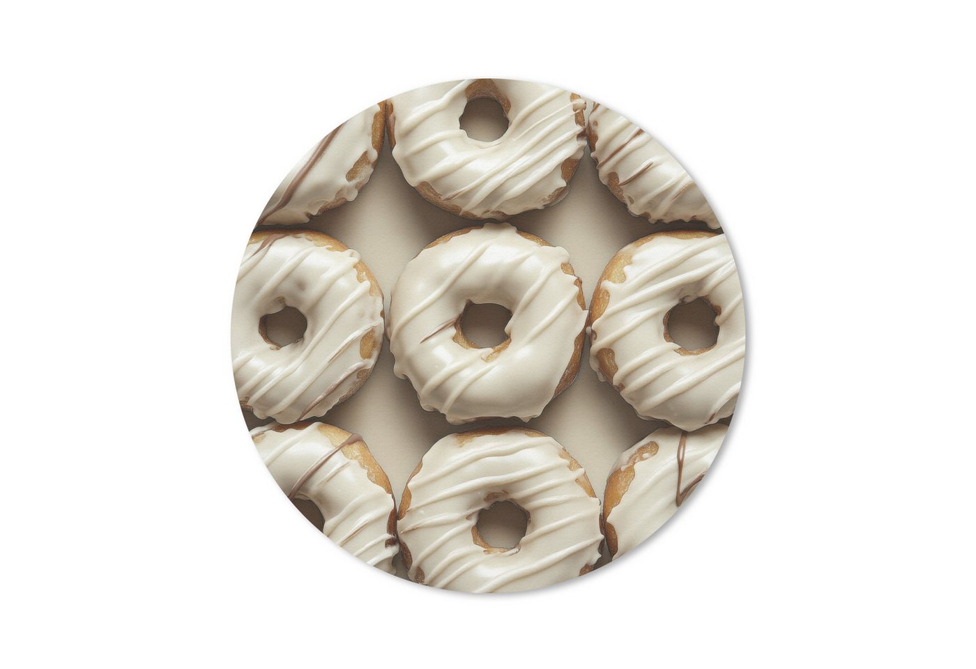 MuchoWow Mauspad Donuts - Schokolade - Weiß - Beige (1-St), Büro für Tastatur und Maus, Mousepad Gaming, Rund 20x20 cm von MuchoWow