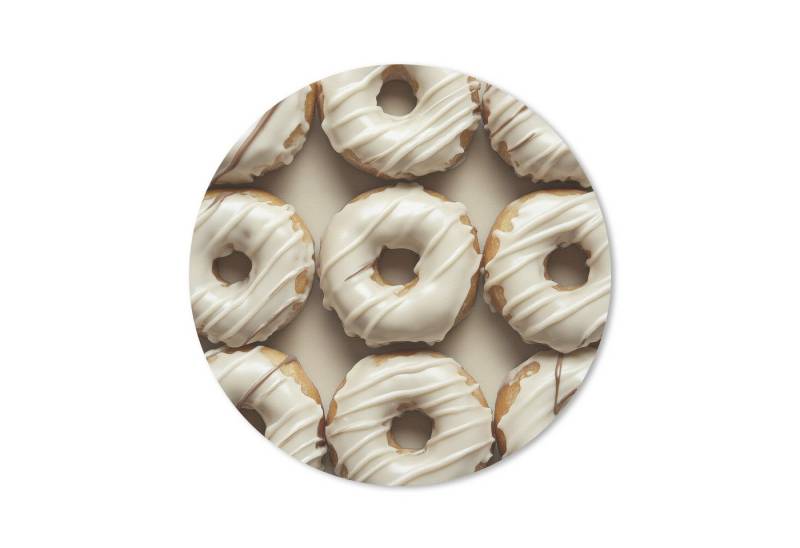 MuchoWow Mauspad Donuts - Schokolade - Weiß - Beige (1-St), Büro für Tastatur und Maus, Mousepad Gaming, Rund 20x20 cm von MuchoWow