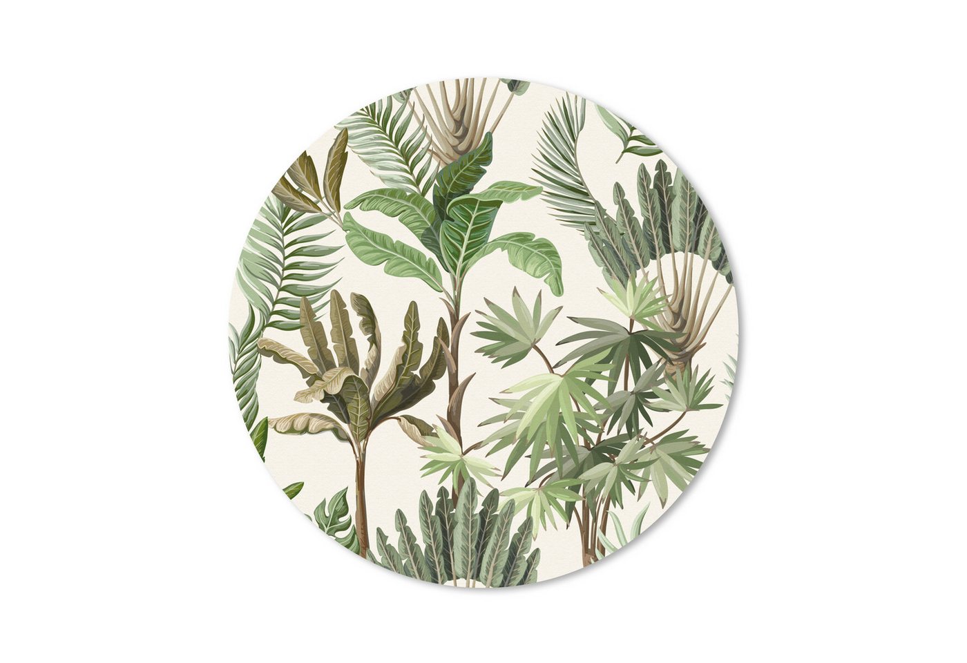 MuchoWow Mauspad Dschungel - Palme - Bananenstaude - Kinder - Natur - Pflanzen (1-St), Büro für Tastatur und Maus, Mousepad Gaming, Rund 20x20 cm von MuchoWow