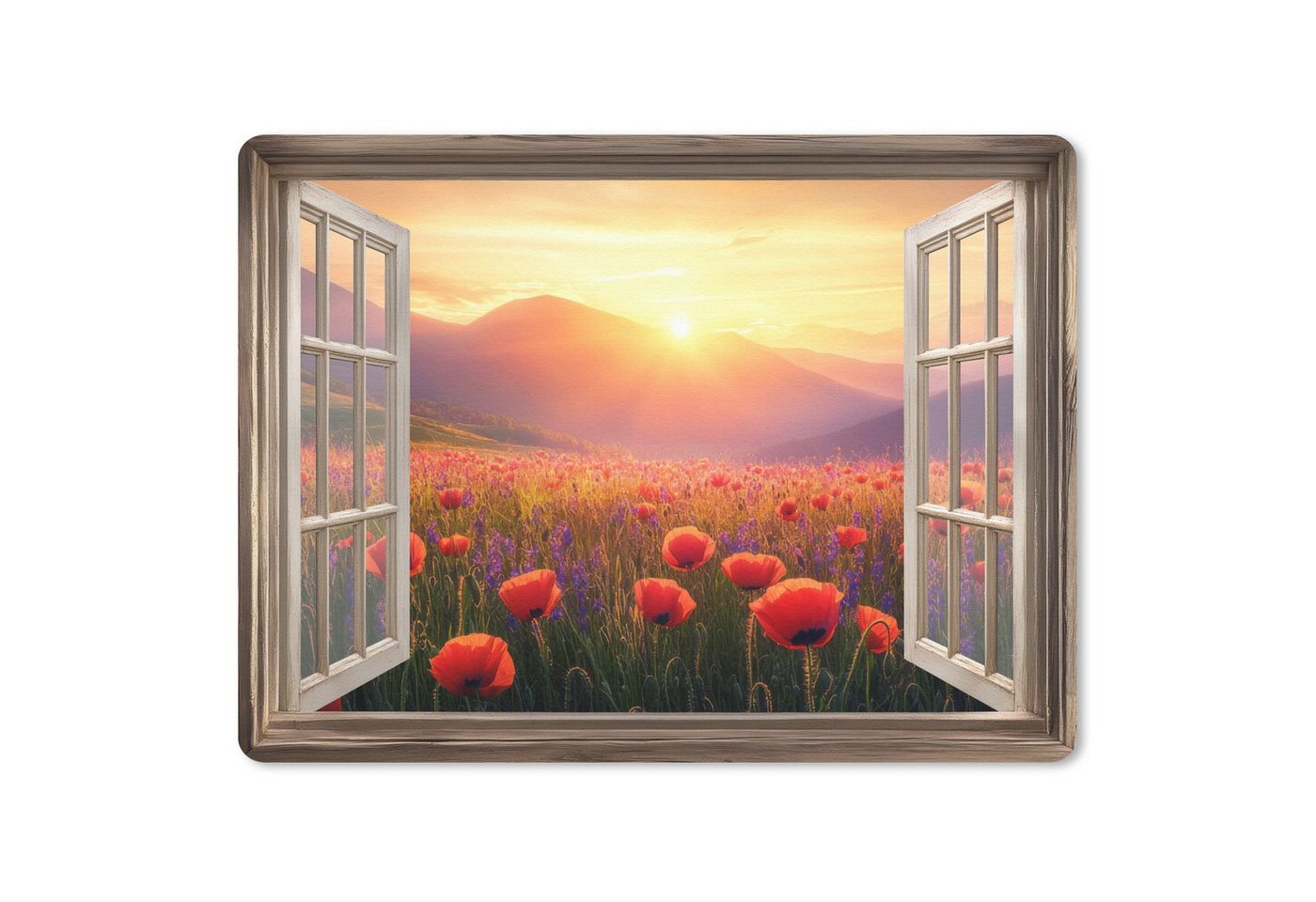 MuchoWow Mauspad Durchsichtig - Mohnblumen - Blumen - Rot - Offenes Fenster (1-St), Gaming, Mousepad Klein, Büro Zubehör, Mausunterlage, 23x19 cm von MuchoWow