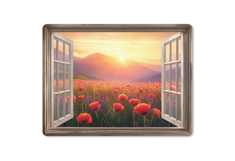MuchoWow Mauspad Durchsichtig - Mohnblumen - Blumen - Rot - Offenes Fenster (1-St), Gaming, Mousepad Klein, Büro Zubehör, Mausunterlage, 23x19 cm von MuchoWow