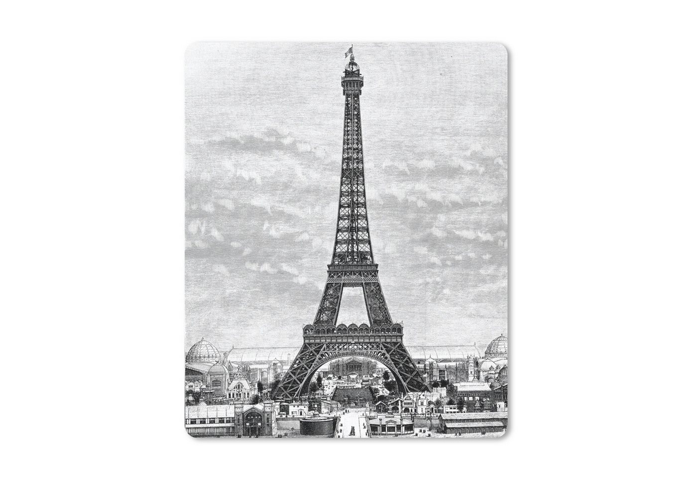 MuchoWow Mauspad Eine Illustration des Eiffelturms aus dem 19. Jahrhundert (1-St), Gaming, Mousepad Klein, Büro Zubehör, Mausunterlage, 19x23 cm von MuchoWow