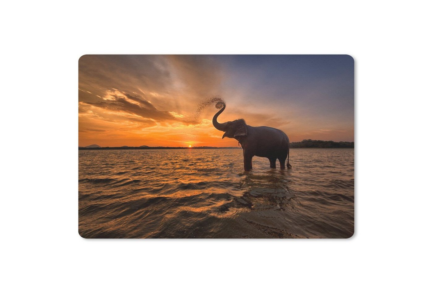 MuchoWow Mauspad Elefant - Meer - Tiere - Sonnenuntergang - Orange (1-St), Mouse pad Klein, Gaming Deko, PC Zubehör, 27x18 cm von MuchoWow
