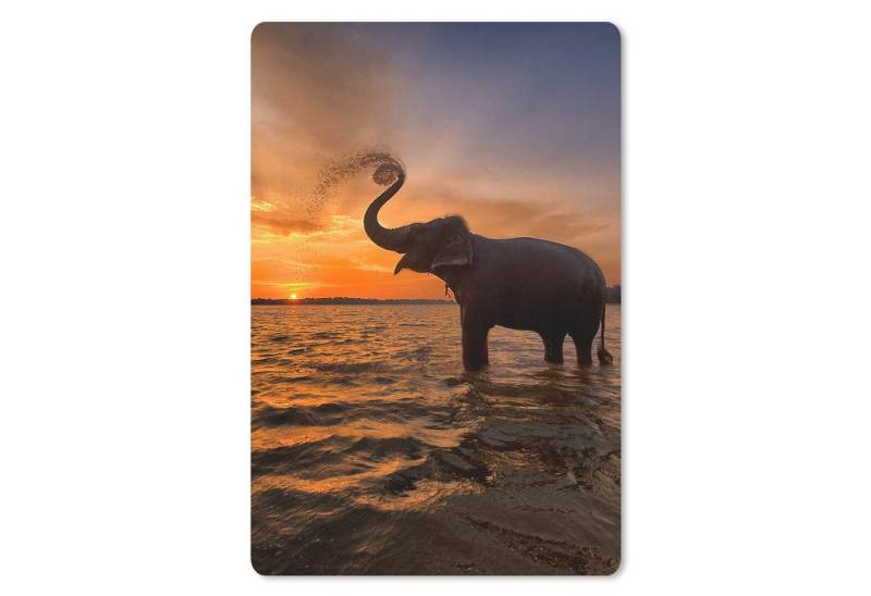 MuchoWow Mauspad Elefant - Meer - Tiere - Sonnenuntergang - Orange (1-St), Mouse pad Klein, Gaming Deko, PC Zubehör, 27x18 cm von MuchoWow