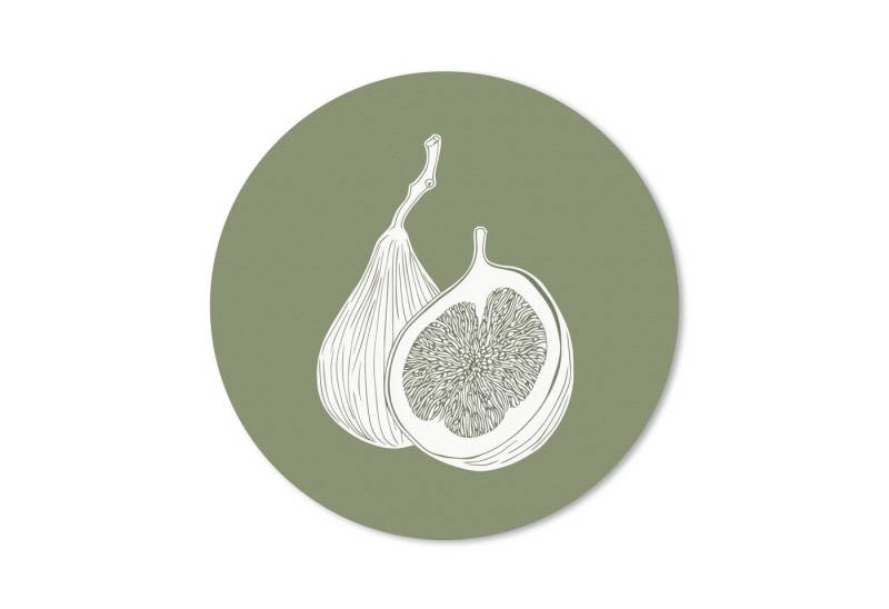 MuchoWow Mauspad Feigen - Minimalistisch - Gezeichnet - Moosgrün (1-St), Büro für Tastatur und Maus, Mousepad Gaming, Rund 20x20 cm von MuchoWow