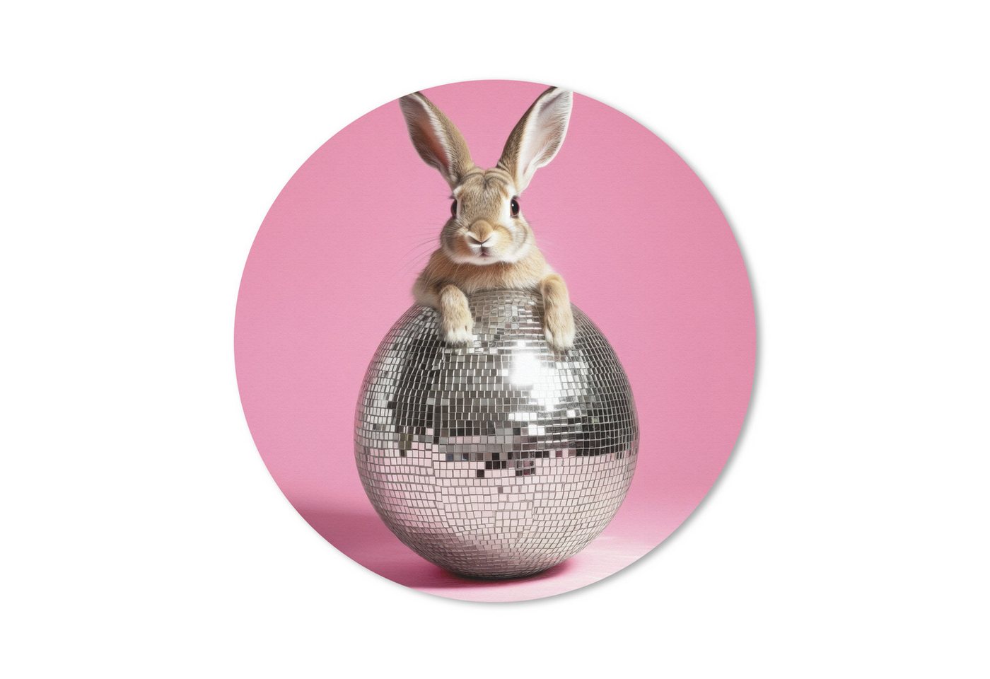 MuchoWow Mauspad Hase - Schleife -Diskokugel (1-St), Büro für Tastatur und Maus, Mousepad Gaming, Rund 20x20 cm von MuchoWow