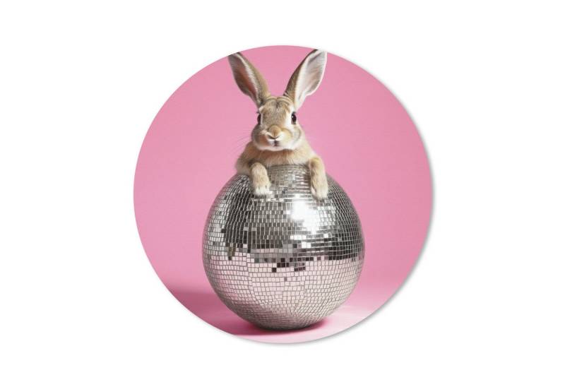 MuchoWow Mauspad Hase - Schleife -Diskokugel (1-St), Büro für Tastatur und Maus, Mousepad Gaming, Rund 20x20 cm von MuchoWow