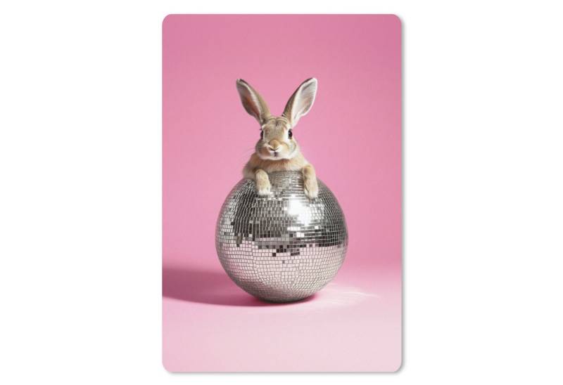 MuchoWow Mauspad Hase - Schleife -Diskokugel (1-St), Maus Pad Klein, Gaming Zubehör, Büro Deko, 18x27 cm von MuchoWow