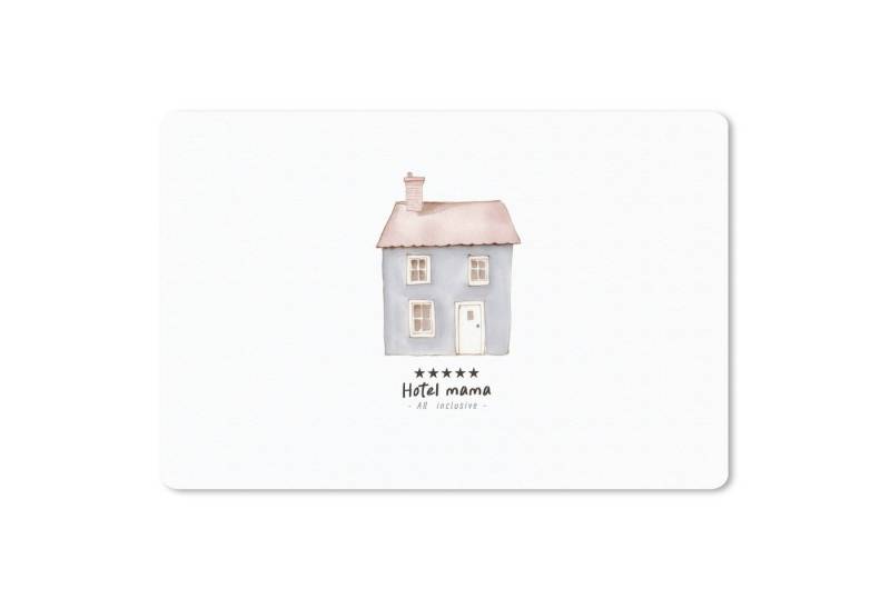 MuchoWow Mauspad Hellblau - Haus - Mutti - Text (1-St), Mouse pad Klein, Gaming Deko, PC Zubehör, 27x18 cm von MuchoWow