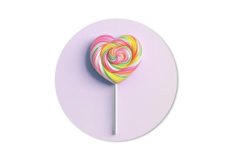MuchoWow Mauspad Herz - Lutscher - Bonbon (1-St), Büro für Tastatur und Maus, Mousepad Gaming, Rund 20x20 cm von MuchoWow