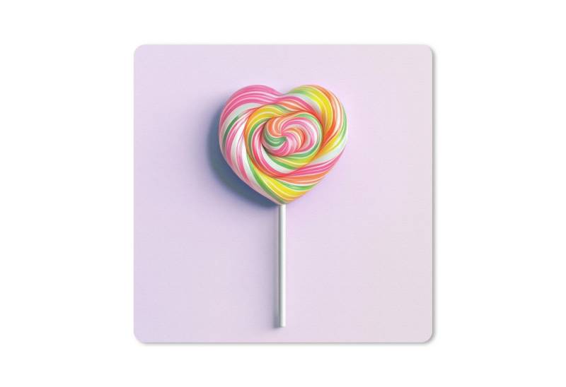 MuchoWow Mauspad Herz - Lutscher - Bonbon (1-St), Mousepad, Schreibtisch Zubehör, Deko, 20x20 cm von MuchoWow