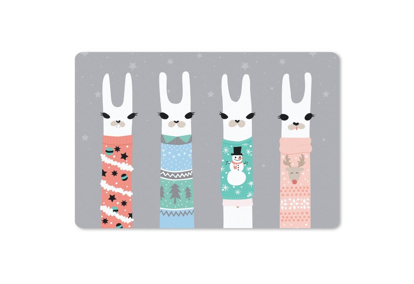 MuchoWow Mauspad Lama - Weihnachtspullover - Grau (1-St), Mouse pad Klein, Gaming Deko, PC Zubehör, 27x18 cm von MuchoWow