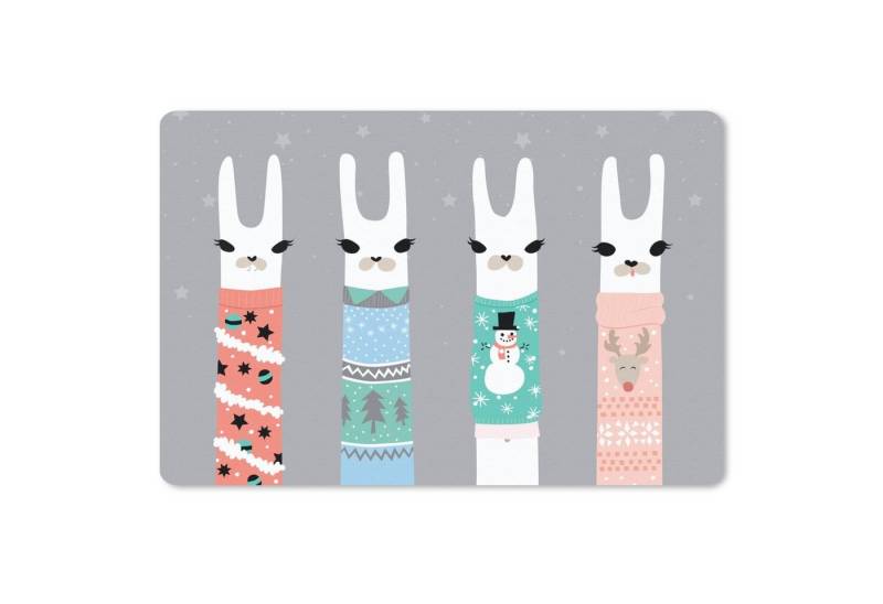 MuchoWow Mauspad Lama - Weihnachtspullover - Grau (1-St), Mouse pad Klein, Gaming Deko, PC Zubehör, 27x18 cm von MuchoWow