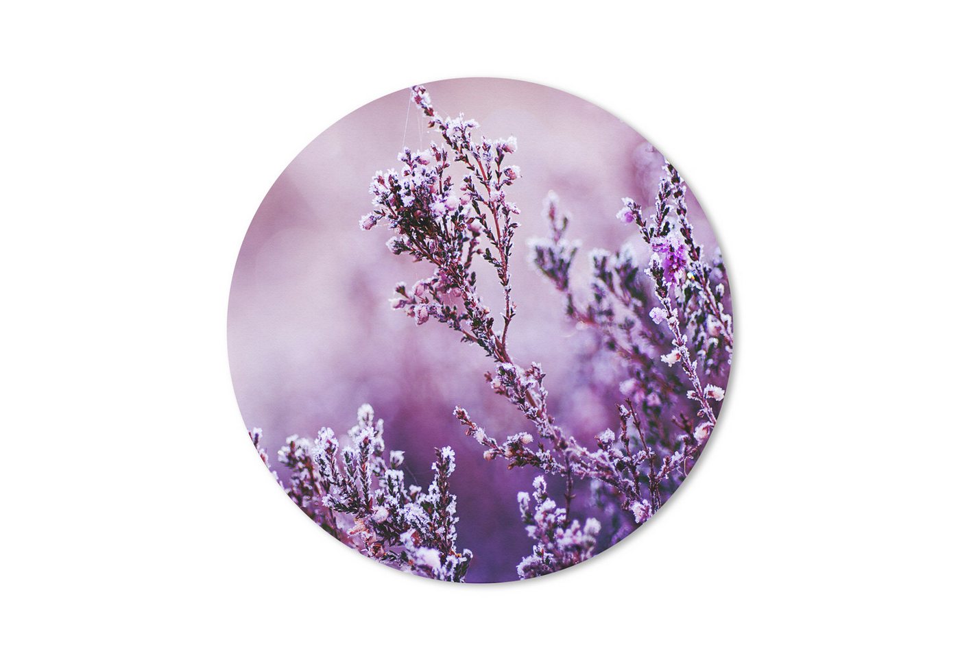 MuchoWow Mauspad Lavendel - Winter - Blumen - Lila (1-St), Büro für Tastatur und Maus, Mousepad Gaming, Rund 20x20 cm von MuchoWow