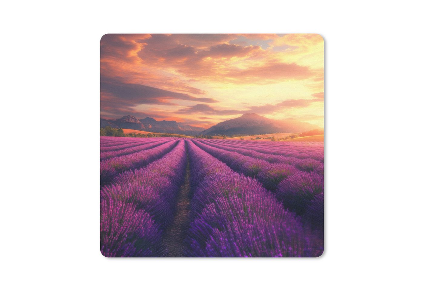 MuchoWow Mauspad Lavendelfeld - Sonnenuntergang - Lila (1-St), Mousepad, Schreibtisch Zubehör, Deko, 20x20 cm von MuchoWow