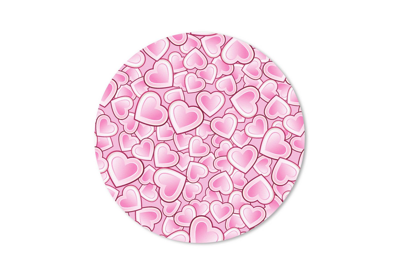 MuchoWow Mauspad Mädchen - Herzen - Rosa - Muster - Mädchen - Kind - Kinder (1-St), Büro für Tastatur und Maus, Mousepad Gaming, Rund 20x20 cm von MuchoWow