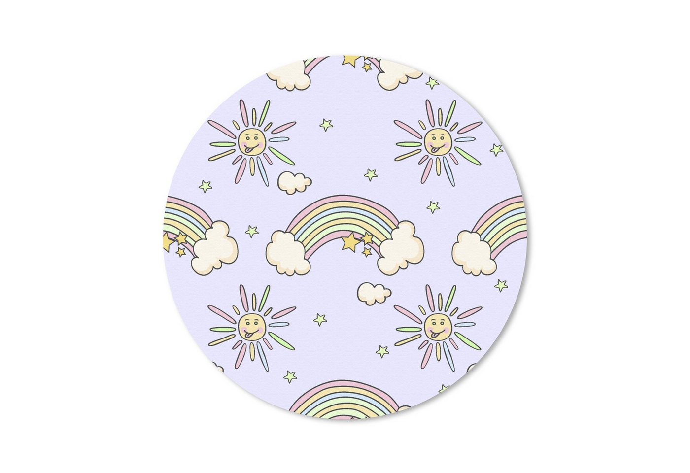 MuchoWow Mauspad Mädchen - Regenbogen - Sonne - Muster - Mädchen - Kinder - Kinder - Ki (1-St), Büro für Tastatur und Maus, Mousepad Gaming, Rund 20x20 cm von MuchoWow
