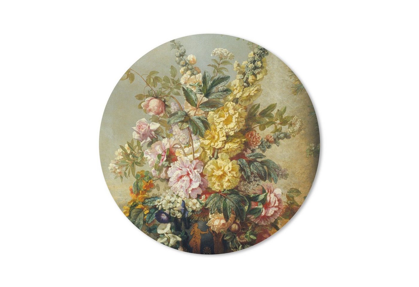 MuchoWow Mauspad Große Vase mit Blumen - Josep Mirabent - Gemälde (1-St), Büro für Tastatur und Maus, Mousepad Gaming, Rund 20x20 cm von MuchoWow