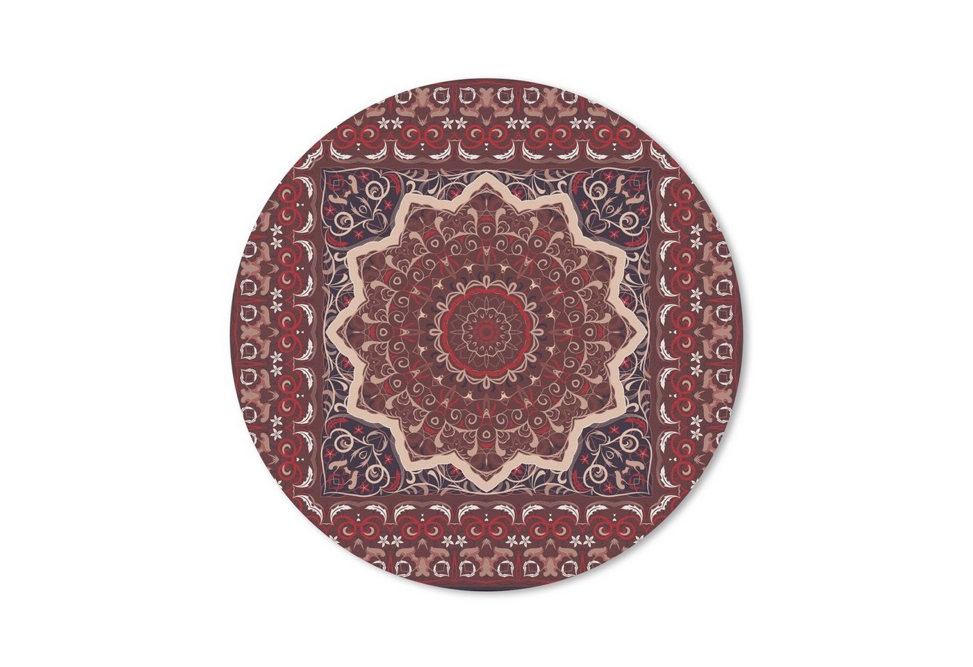 MuchoWow Mauspad Persischer Teppich - Mandala - Rot (1-St), Büro für Tastatur und Maus, Mousepad Gaming, Rund 20x20 cm von MuchoWow