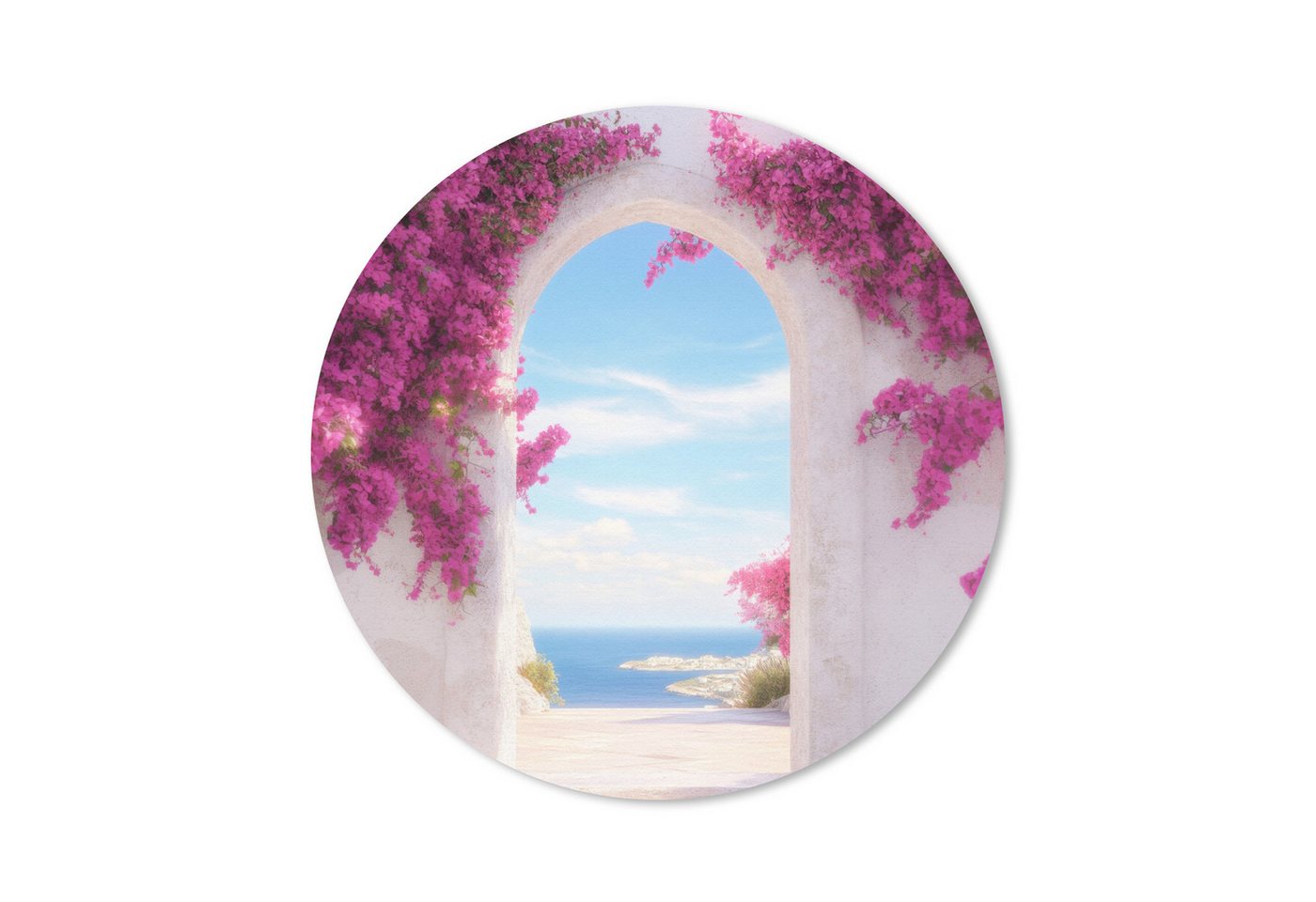 MuchoWow Mauspad Meer - Rosa - Blumen - Tor (1-St), Büro für Tastatur und Maus, Mousepad Gaming, Rund 20x20 cm von MuchoWow