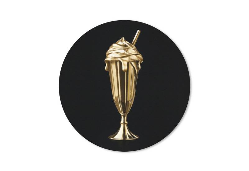 MuchoWow Mauspad Milchshake - Gold - Trinkend - Schwarz (1-St), Büro für Tastatur und Maus, Mousepad Gaming, Rund 20x20 cm von MuchoWow