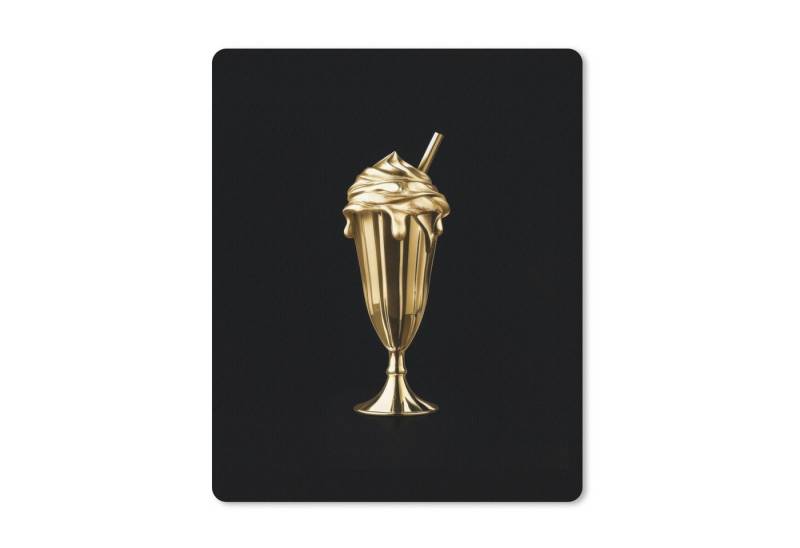 MuchoWow Mauspad Milchshake - Gold - Trinkend - Schwarz (1-St), Gaming, Mousepad Klein, Büro Zubehör, Mausunterlage, 19x23 cm von MuchoWow