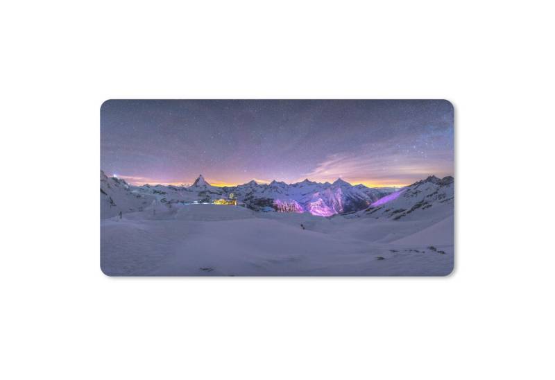 MuchoWow Mauspad Milchstraße über der Winterlandschaft der Schweiz (1-St), Mousepad mit Rutschfester Unterseite, Mausunterlage, Gaming, 60x30 cm von MuchoWow