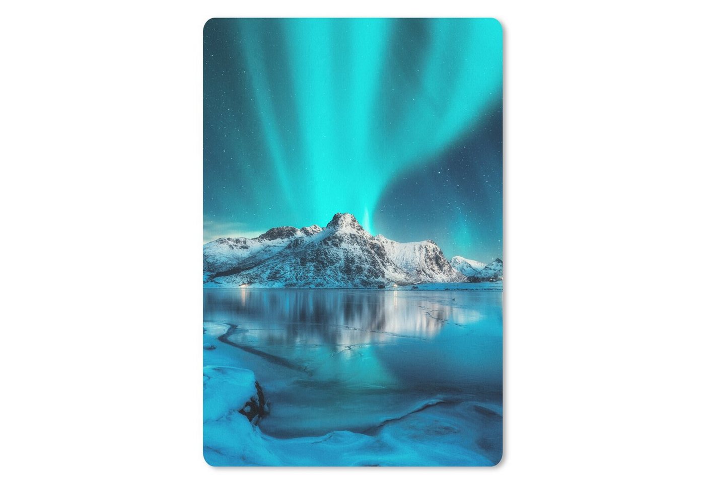 MuchoWow Mauspad Nordlicht - Eis - Schnee - Norwegen - Blau - Berge von MuchoWow