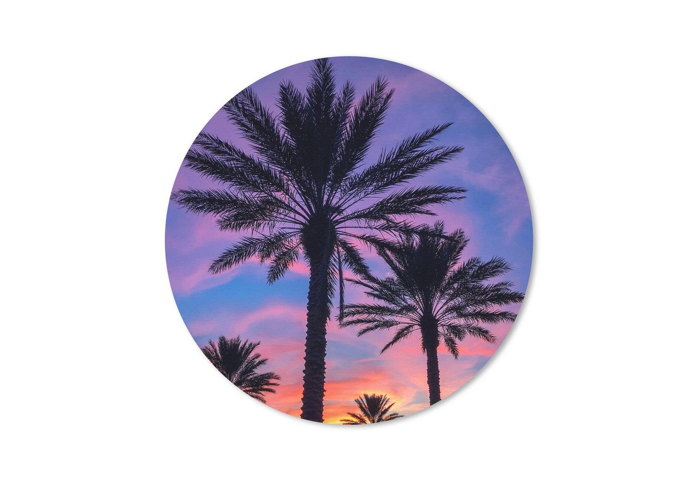 MuchoWow Mauspad Palmen und ein Sonnenuntergang (1-St), Büro für Tastatur und Maus, Mousepad Gaming, Rund 20x20 cm von MuchoWow