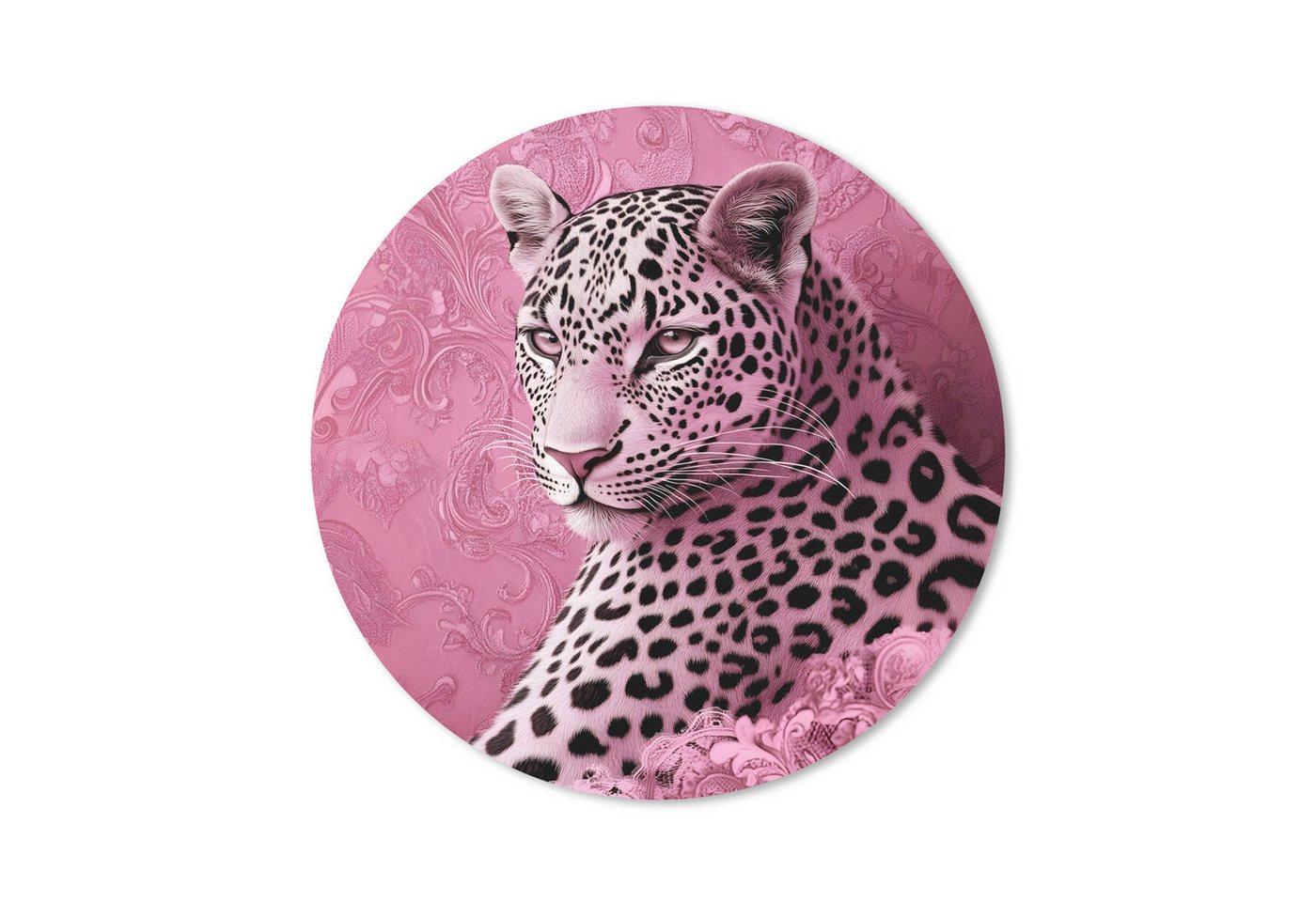 MuchoWow Mauspad Panther - Deluxe - Rosa (1-St), Büro für Tastatur und Maus, Mousepad Gaming, Rund 20x20 cm von MuchoWow