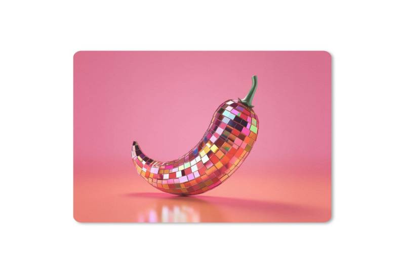 MuchoWow Mauspad Paprika - Disco - Rot - Glitzer (1-St), Mouse pad Klein, Gaming Deko, PC Zubehör, 27x18 cm von MuchoWow