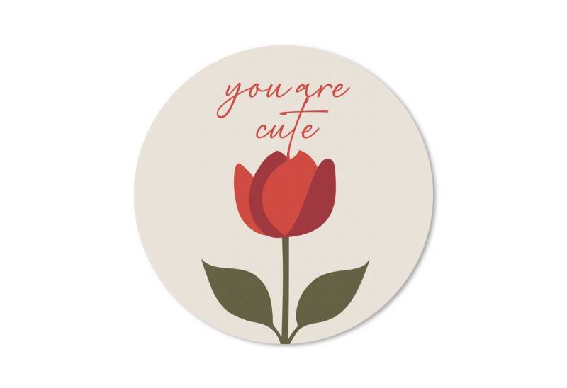 MuchoWow Mauspad Rose - Rot - Blume - Valentinstag (1-St), Büro für Tastatur und Maus, Mousepad Gaming, Rund 20x20 cm von MuchoWow