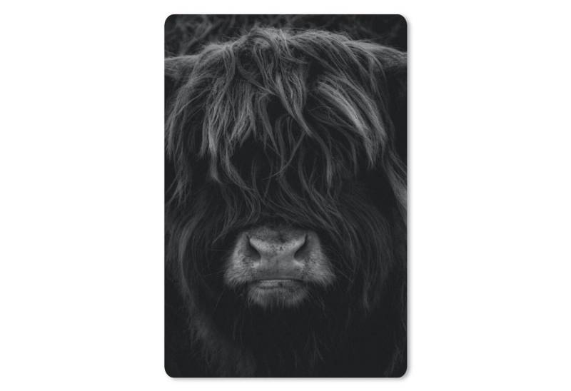 MuchoWow Mauspad Schottischer Highlander - Kuh - Porträt - Tiere - Schwarz - Weiß von MuchoWow