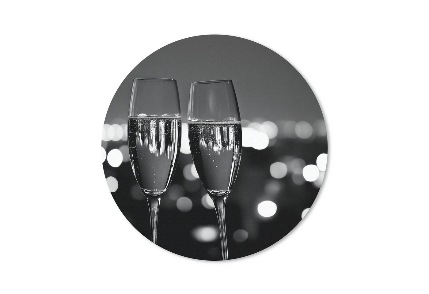 MuchoWow Mauspad Seifenblasen - Prost - Champagnergläser - Lichter der Stadt (1-St), Büro für Tastatur und Maus, Mousepad Gaming, Rund 20x20 cm von MuchoWow
