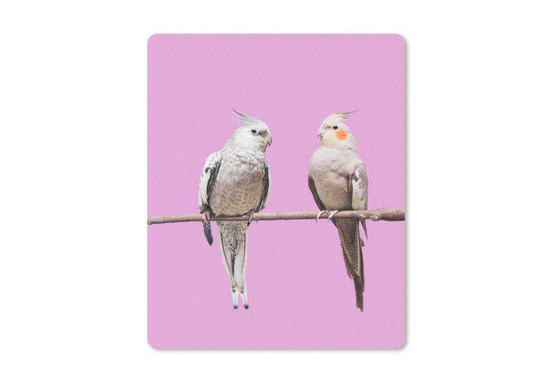MuchoWow Mauspad Sittich - Zweig - Rosa (1-St), Gaming, Mousepad Klein, Büro Zubehör, Mausunterlage, 19x23 cm von MuchoWow