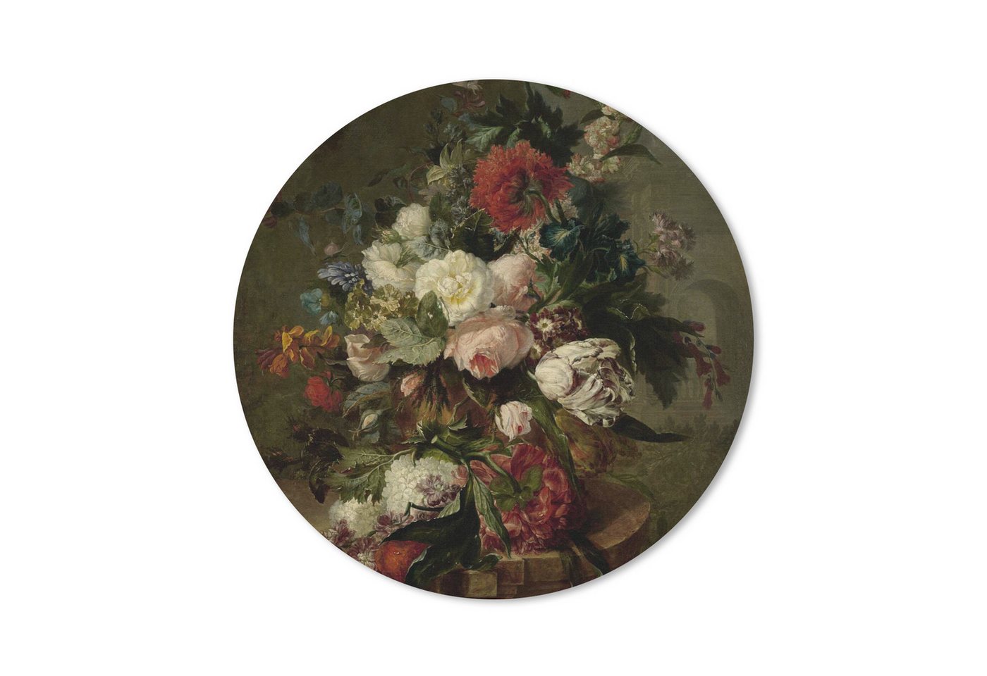 MuchoWow Mauspad Stilleben mit Blumen - Gemälde von Harmanus Uppink (1-St), Büro für Tastatur und Maus, Mousepad Gaming, Rund 20x20 cm von MuchoWow