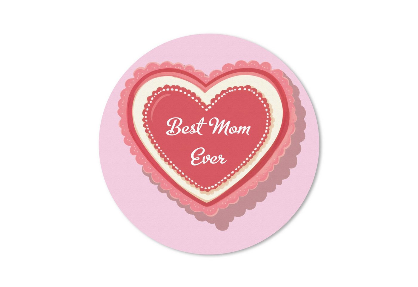 MuchoWow Mauspad Text - Herz - Mutter - Rosa (1-St), Büro für Tastatur und Maus, Mousepad Gaming, Rund 20x20 cm von MuchoWow