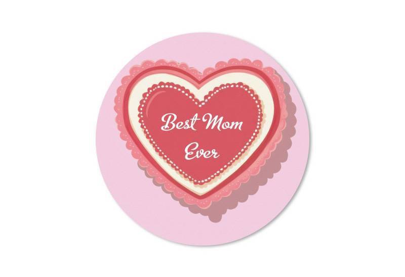 MuchoWow Mauspad Text - Herz - Mutter - Rosa (1-St), Büro für Tastatur und Maus, Mousepad Gaming, Rund 20x20 cm von MuchoWow
