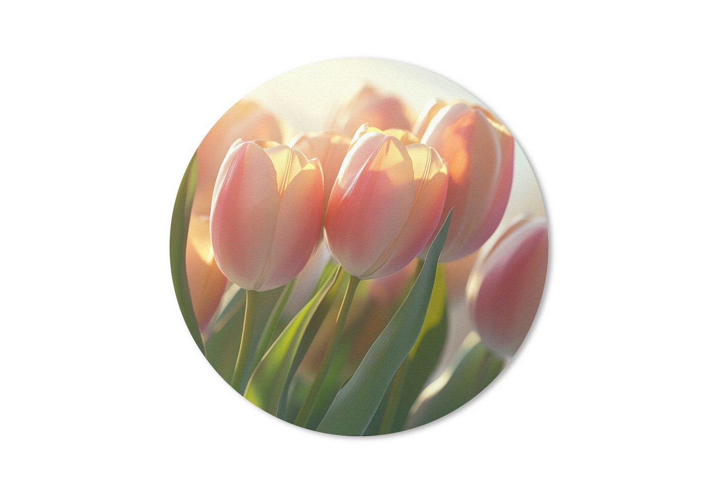 MuchoWow Mauspad Tulpen - Rosa - Sonnenstrahlen (1-St), Büro für Tastatur und Maus, Mousepad Gaming, Rund 20x20 cm von MuchoWow