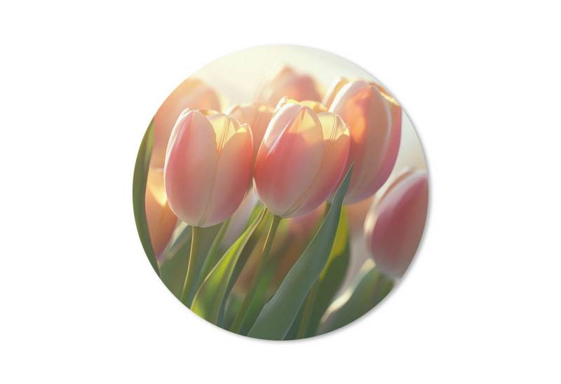 MuchoWow Mauspad Tulpen - Rosa - Sonnenstrahlen (1-St), Büro für Tastatur und Maus, Mousepad Gaming, Rund 20x20 cm von MuchoWow