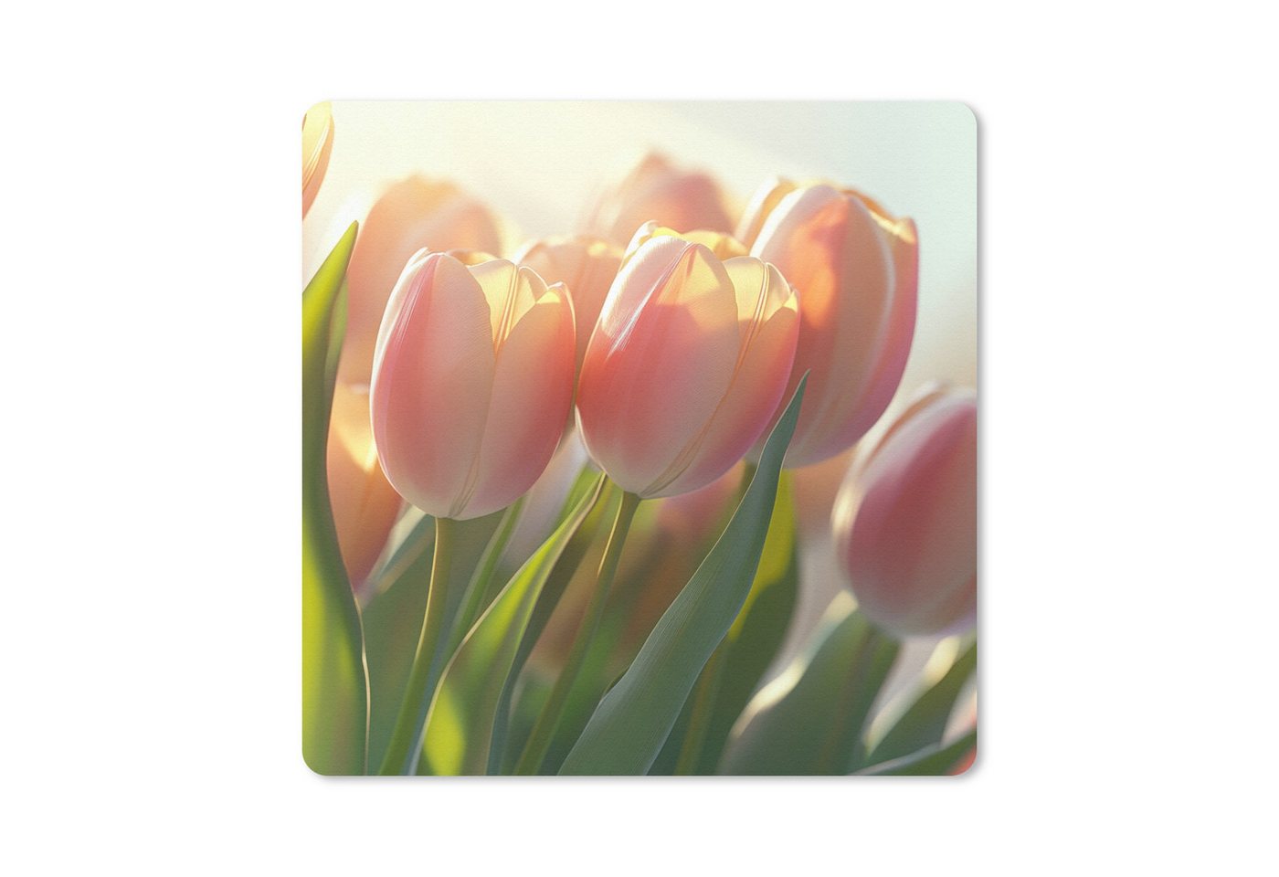 MuchoWow Mauspad Tulpen - Rosa - Sonnenstrahlen (1-St), Mousepad, Schreibtisch Zubehör, Deko, 20x20 cm von MuchoWow