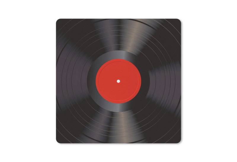 MuchoWow Mauspad Vinyl LP - Schallplatten - Rot - Vintage - Elpee (1-St), Mousepad, Schreibtisch Zubehör, Deko, 20x20 cm von MuchoWow