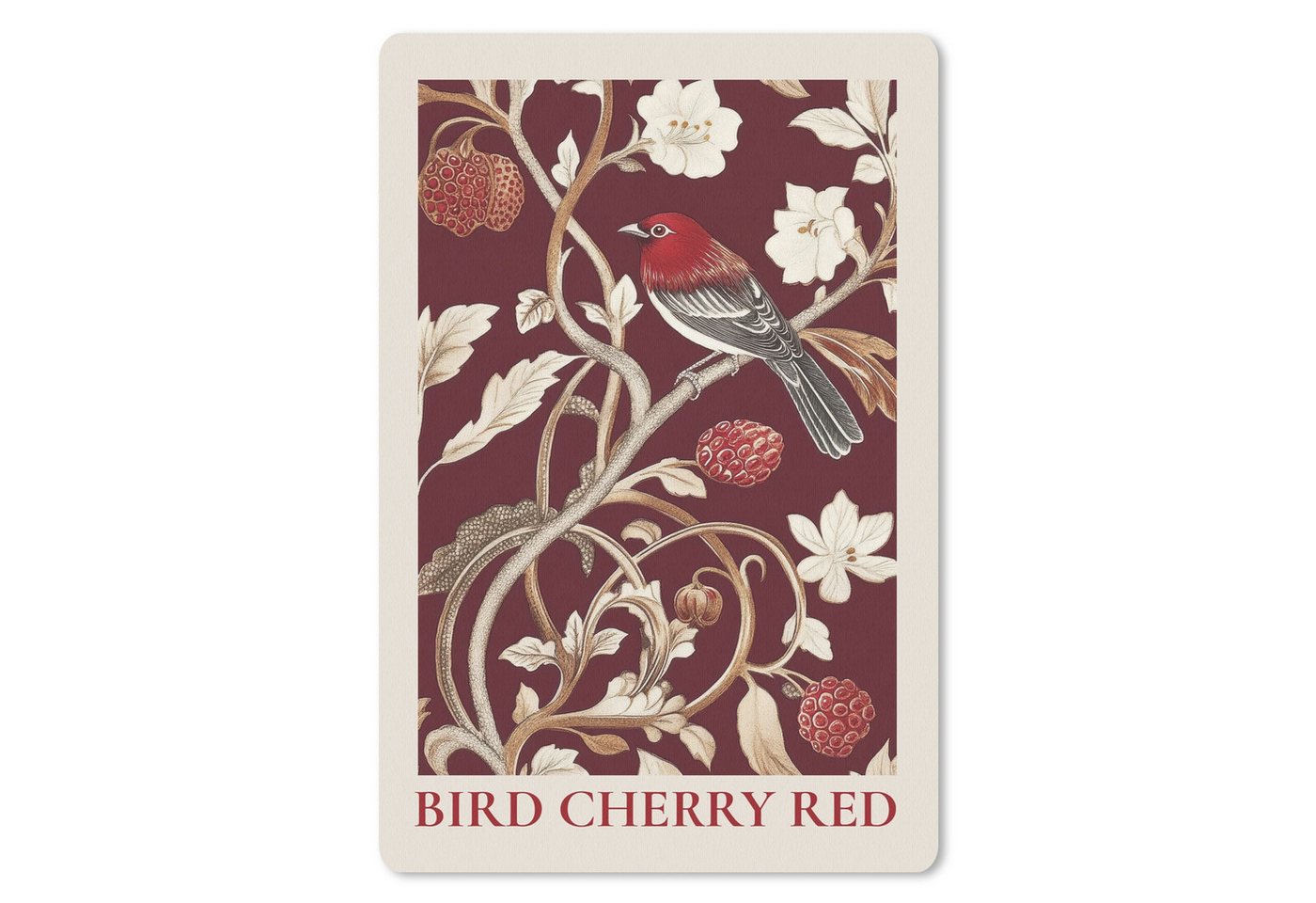 MuchoWow Mauspad Vogel - Bordeaux - Blumen - Beeren (1-St), Maus Pad Klein, Gaming Zubehör, Büro Deko, 18x27 cm von MuchoWow