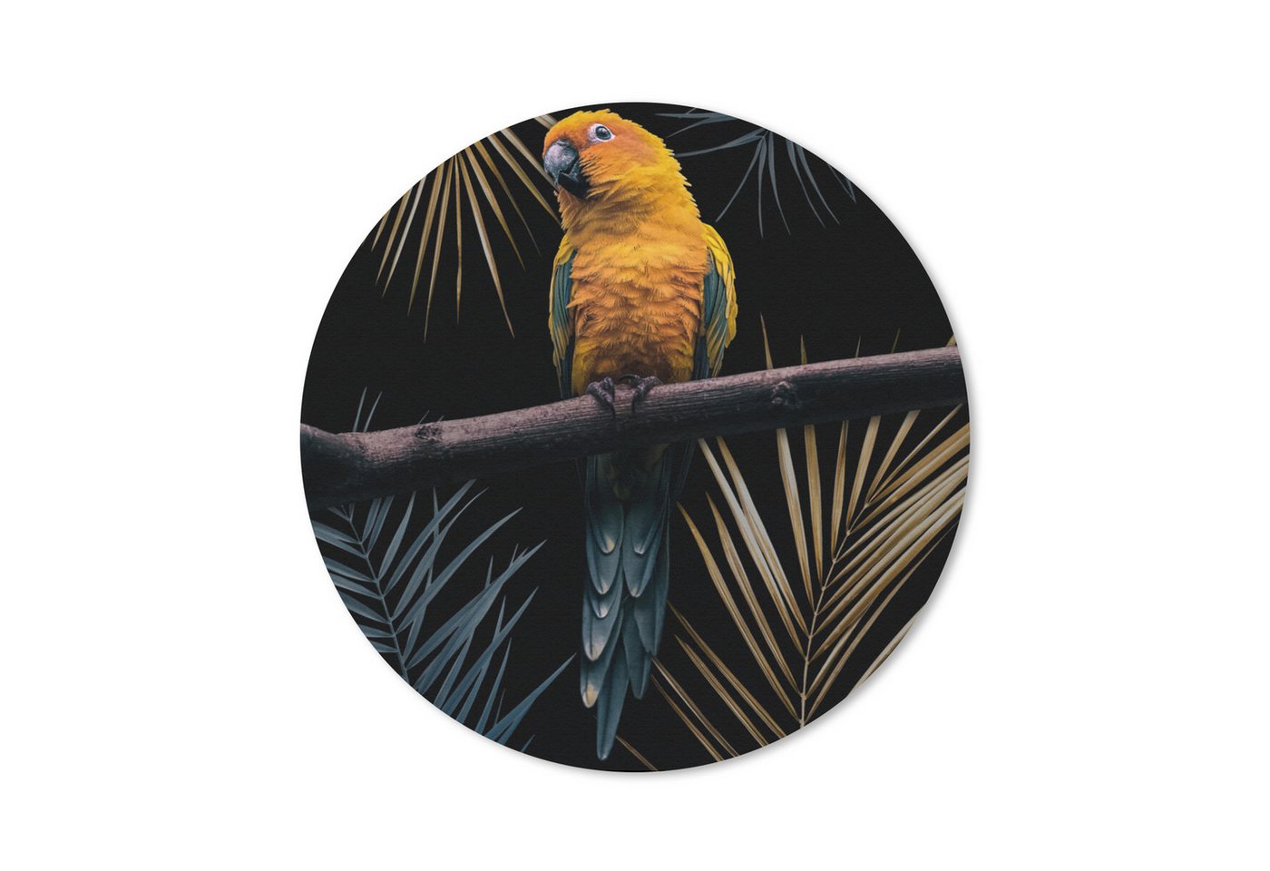 MuchoWow Mauspad Vogel - Papagei - Zweig - Blätter (1-St), Büro für Tastatur und Maus, Mousepad Gaming, 20x20 cm von MuchoWow