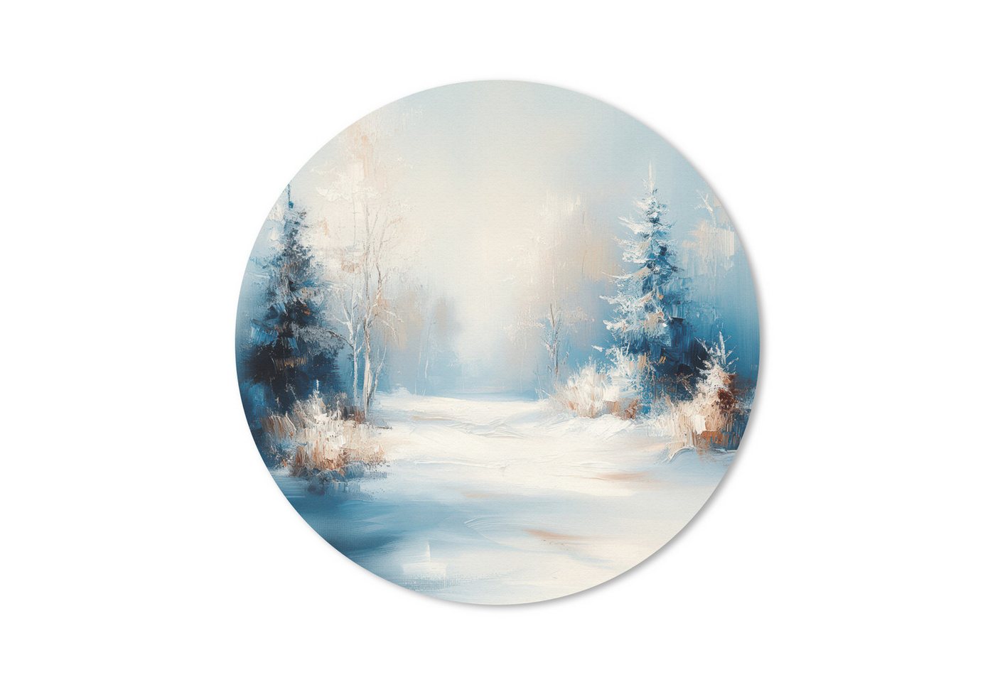 MuchoWow Mauspad Wald - Winter - Natur - Abstrakt - Schnee (1-St), Büro für Tastatur und Maus, Mousepad Gaming, Rund 20x20 cm von MuchoWow