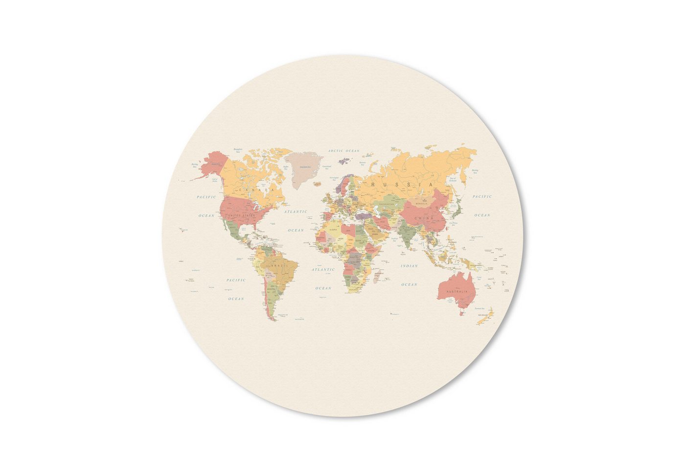 MuchoWow Mauspad Weltkarte - Realistisch - Beige (1-St), Büro für Tastatur und Maus, Mousepad Gaming, Rund 20x20 cm von MuchoWow