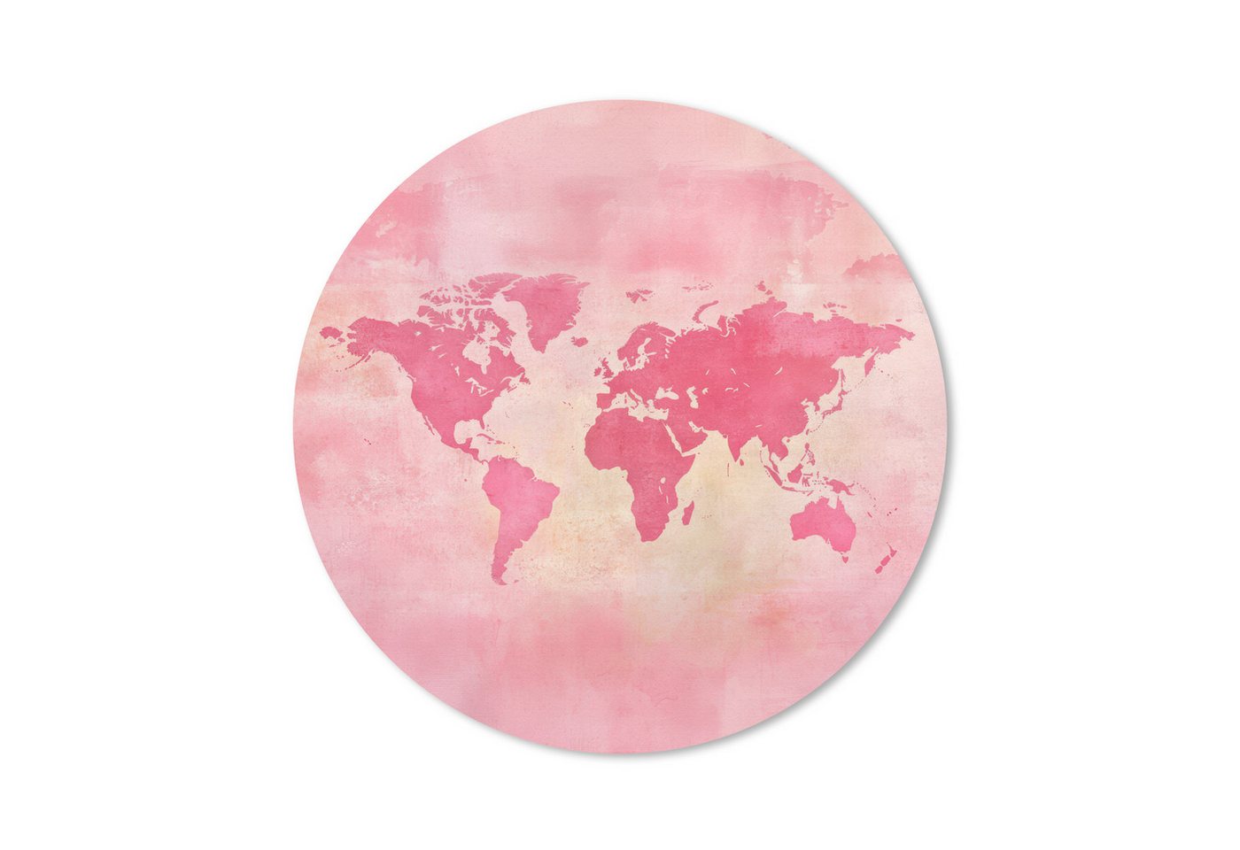 MuchoWow Mauspad Weltkarte - Rosa - Unscharf (1-St), Büro für Tastatur und Maus, Mousepad Gaming, Rund 20x20 cm von MuchoWow