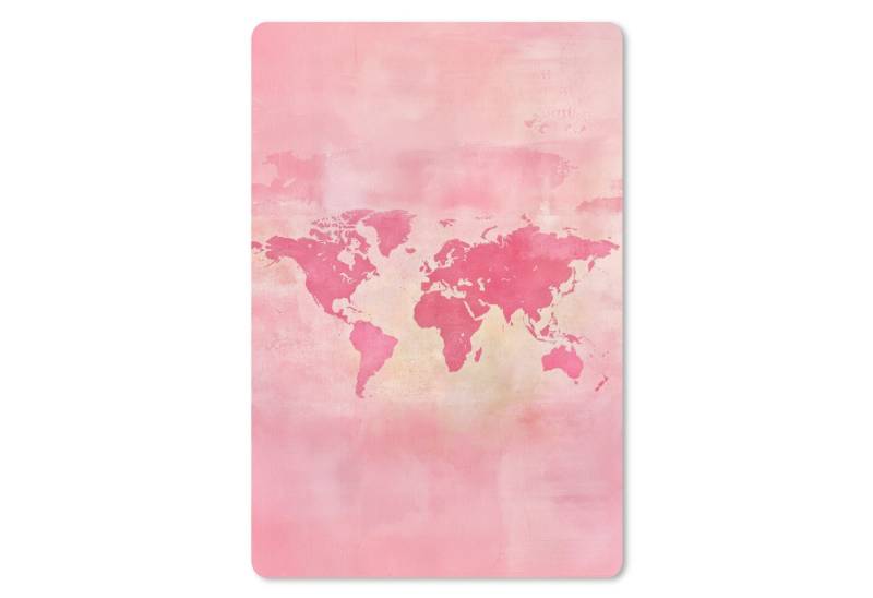MuchoWow Mauspad Weltkarte - Rosa - Unscharf (1-St), Maus Pad Klein, Gaming Zubehör, Büro Deko, 18x27 cm von MuchoWow
