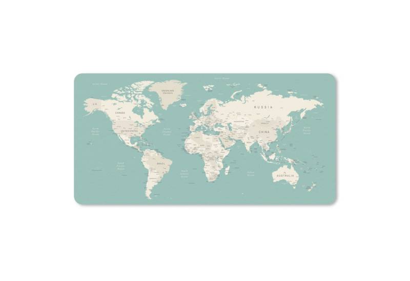 MuchoWow Mauspad Weltkarte - Statistisch - Türkis (1-St), Mousepad mit Rutschfester Unterseite, Mausunterlage, Gaming, 60x30 cm von MuchoWow